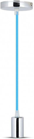 hanglamp VT-7338 E27 60W 6 cm IP20 staal chroom/blauw