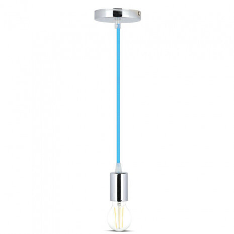 hanglamp VT-7338 E27 60W 6 cm IP20 staal chroom/blauw