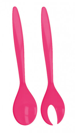 saladebestek 30 cm acryl roze 2-delig