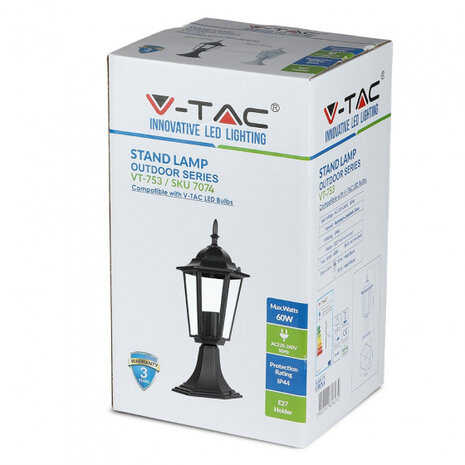 buitenlamp staand VT-753 E27 40W 40,3 cm alu matzwart