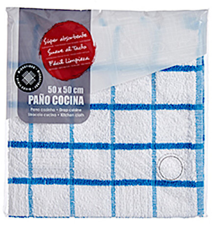microvezeldoek 50 x 50 cm  wit/blauw