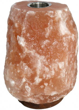 zoutlamp 8 x 15 x 20 cm zoutkristal/hout roze