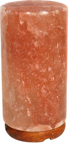 zoutlamp 10 x 10 x 20 cm zoutkristal/hout roze