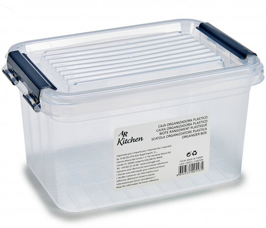 opbergbox 17,5 x 12 x 9,5 cm transparant/donkergrijs