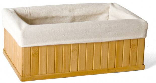 opbergmand 33 x 23 x 14 cm bamboe naturel/wit