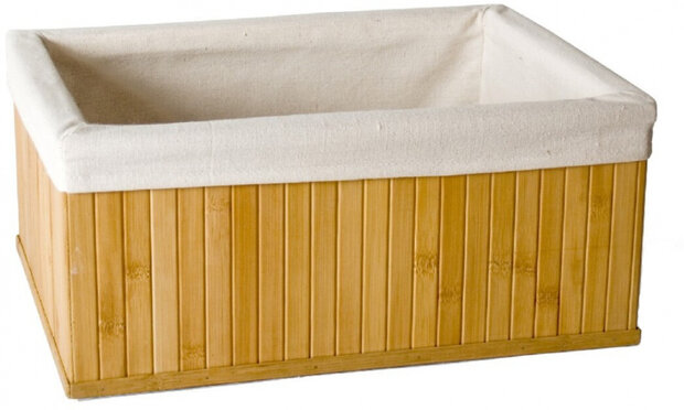 opbergmand 38 x 28 x 16 cm bamboe naturel/wit