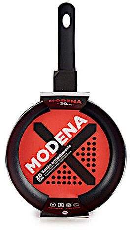 koekenpan Modena 20 cm aluminium zwart/rood