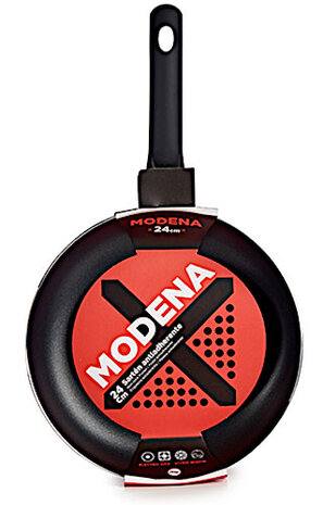 koekenpan Modena 24 cm aluminium zwart/rood