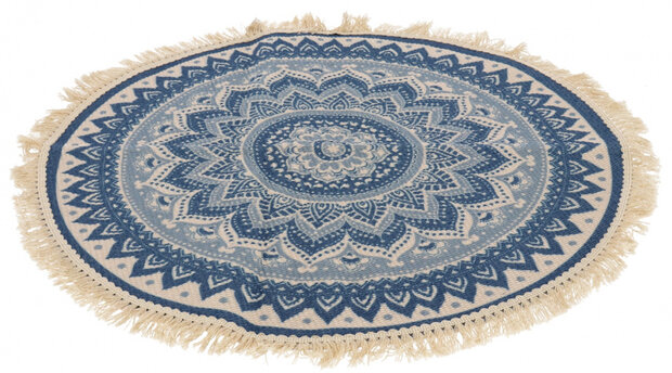 vloerkleed Calm 50 x 50 cm polyester blauw/beige