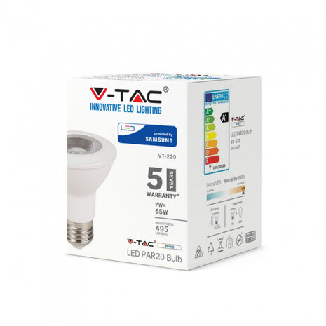 ledlamp VT-220 PAR20 E27 6W 6400K 400lm wit