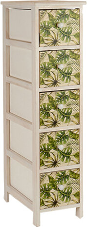 ladekast 32 x 26 x 98 cm hout lichtnaturel/groen