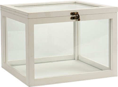 kweekkas 33 x 22 x 24 cm hout/glas wit/transparant