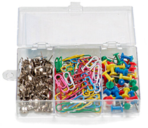 paperclips en punaises 14 x 9 cm staal 230 stuks