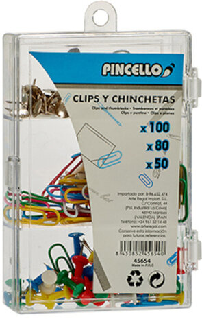 paperclips en punaises 14 x 9 cm staal 230 stuks