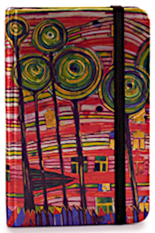 notitieboek Circles verlijmd 14 x 9 cm papier rood