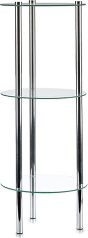 plateaukast 30 x 76,4 cm glas/staal transparant/zilver