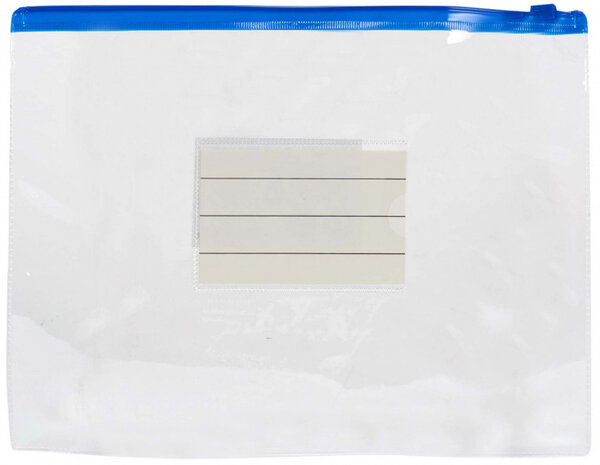 ziplock-map A5 23 x 18 cm transparant/blauw