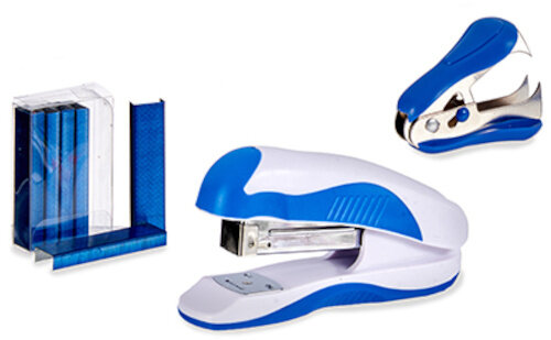 nietmachineset staal blauw/wit 3-delig
