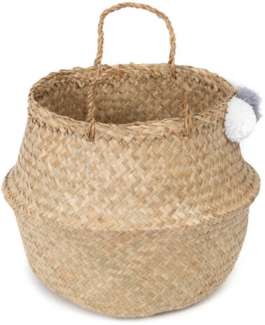 opbergmand Belly 15 liter 35 x 32 cm zeegras beige
