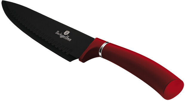 keukenmes Burgundy Chef 20 cm RVS zwart/rood