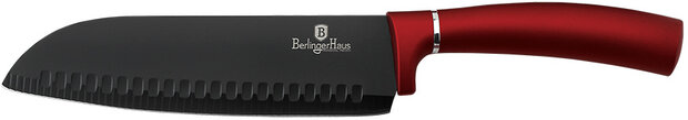 keukenmes Burgundy Santoku 18 cm RVS zwart/rood