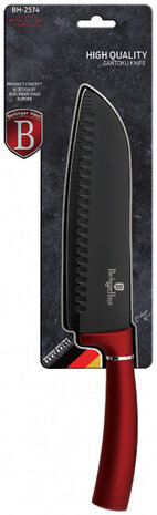 keukenmes Burgundy Santoku 18 cm RVS zwart/rood