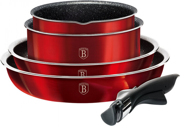 pannenset Burgundy aluminium rood 9-delig