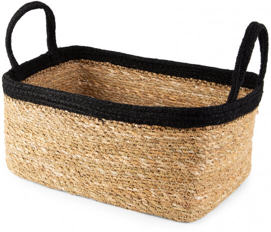 opbergmand Tahna 29 x 20 x 15 jute naturel/zwart