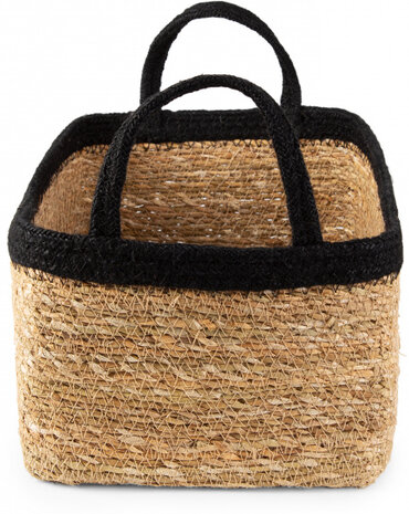 opbergmand Tahna 29 x 20 x 15 jute naturel/zwart