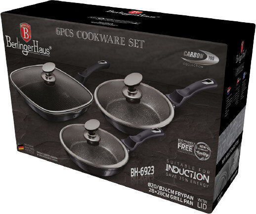 koekenpannen Carbon Pro aluminium zwart 6-delig