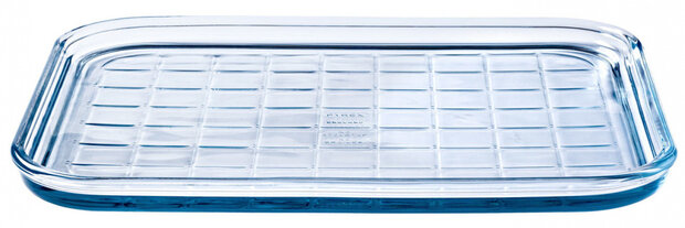 bakplaat Bake &amp; Enjoy 26 x 32 cm glas transparant/blauw