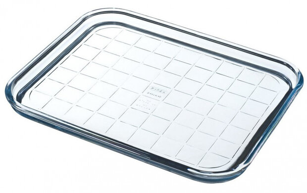 bakplaat Bake &amp; Enjoy 26 x 32 cm glas transparant/blauw