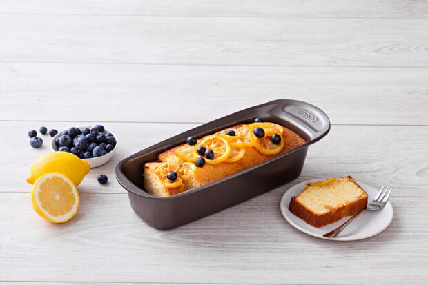 cakevorm Asimetria 26 x 11 cm carbonstaal bruin