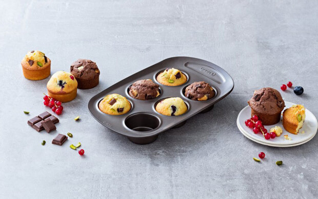 muffinvorm 6 Asimetria 29 x 18 cm carbonstaal bruin