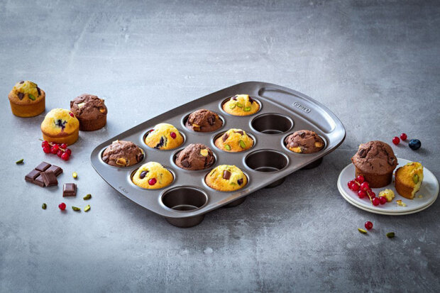 muffinvorm 12 Asimetria 29 x 18 cm carbonstaal bruin