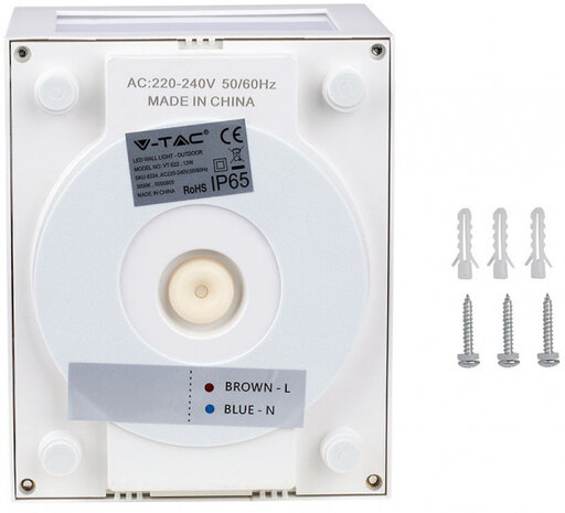 wandlamp VT-822 12W IP65 led 6400K 10,8 x 13 x 16 cm wit