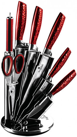 messenset BH-2459 RVS 9 - 20 cm rood/zwart 8-delig