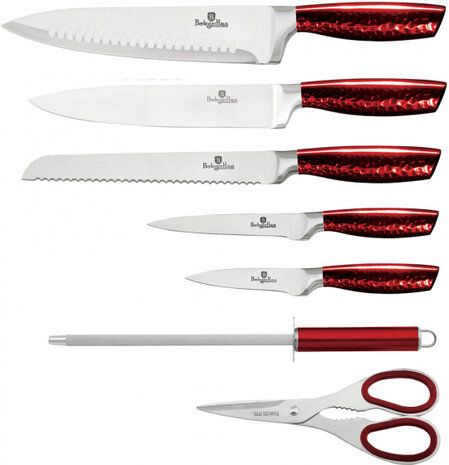 messenset BH-2459 RVS 9 - 20 cm rood/zwart 8-delig