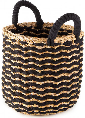 opbergmand Flora 25 x 25 cm zeegras/katoen naturel