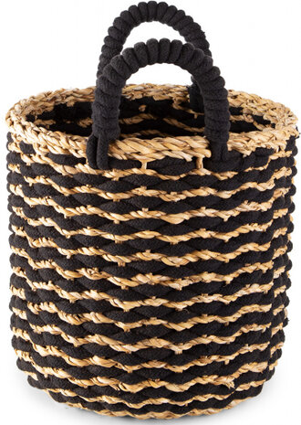opbergmand Flora 25 x 25 cm zeegras/katoen naturel