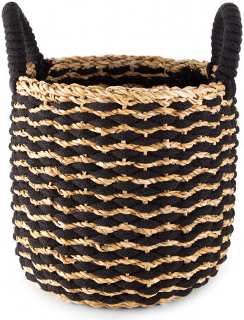 opbergmand Flora 25 x 25 cm zeegras/katoen naturel