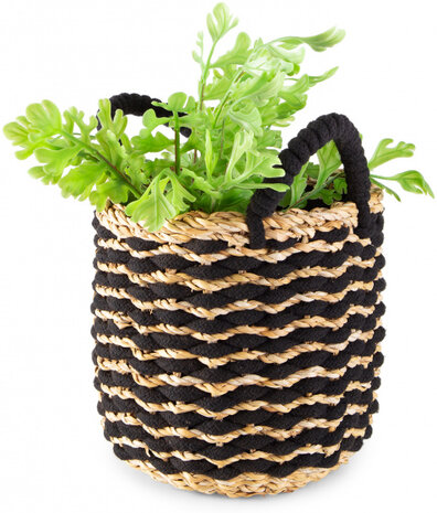 opbergmand Flora 20 x 20 cm zeegras/katoen naturel