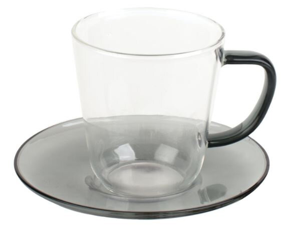theeglas 240 ml 14 cm grijs/transparant 2-delig