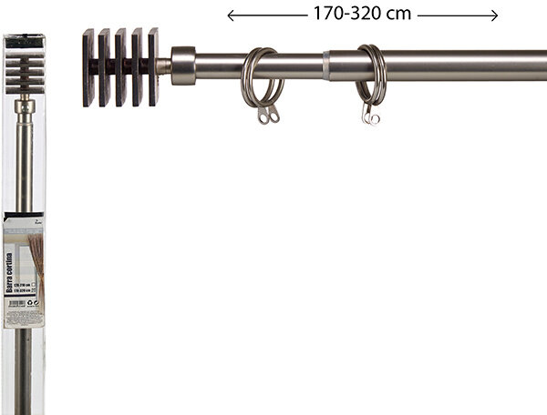 gordijnroede 4,5 x 170 tot 320 cm staal zilver
