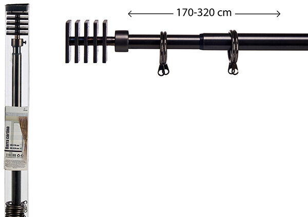 gordijnroede 4,5 x 170 tot 320 cm staal zwart