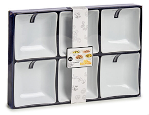 schaal 12 x 4 cm porselein wit 6 stuks