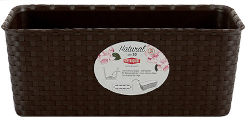 plantenbak Natural 29 cm donkerbruin 2-delig