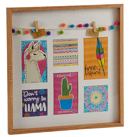 fotolijst Pom Pom 40,5 x 40,5 cm hout/glas bruin