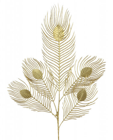 woondecoratie pauwvaren 84 x 19 cm polyresin goud