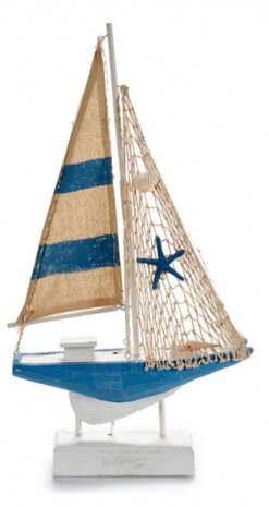 zeilboot 22 led 25 x 5,5 x 43,5 cm hout donkerblauw